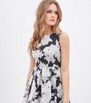 Pleated Floral Organza Dress